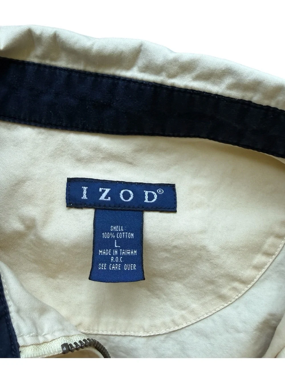 Vintage IZOD Harrington Jacket Yellow Cotton Full Zip Lightweight Golf Coat L